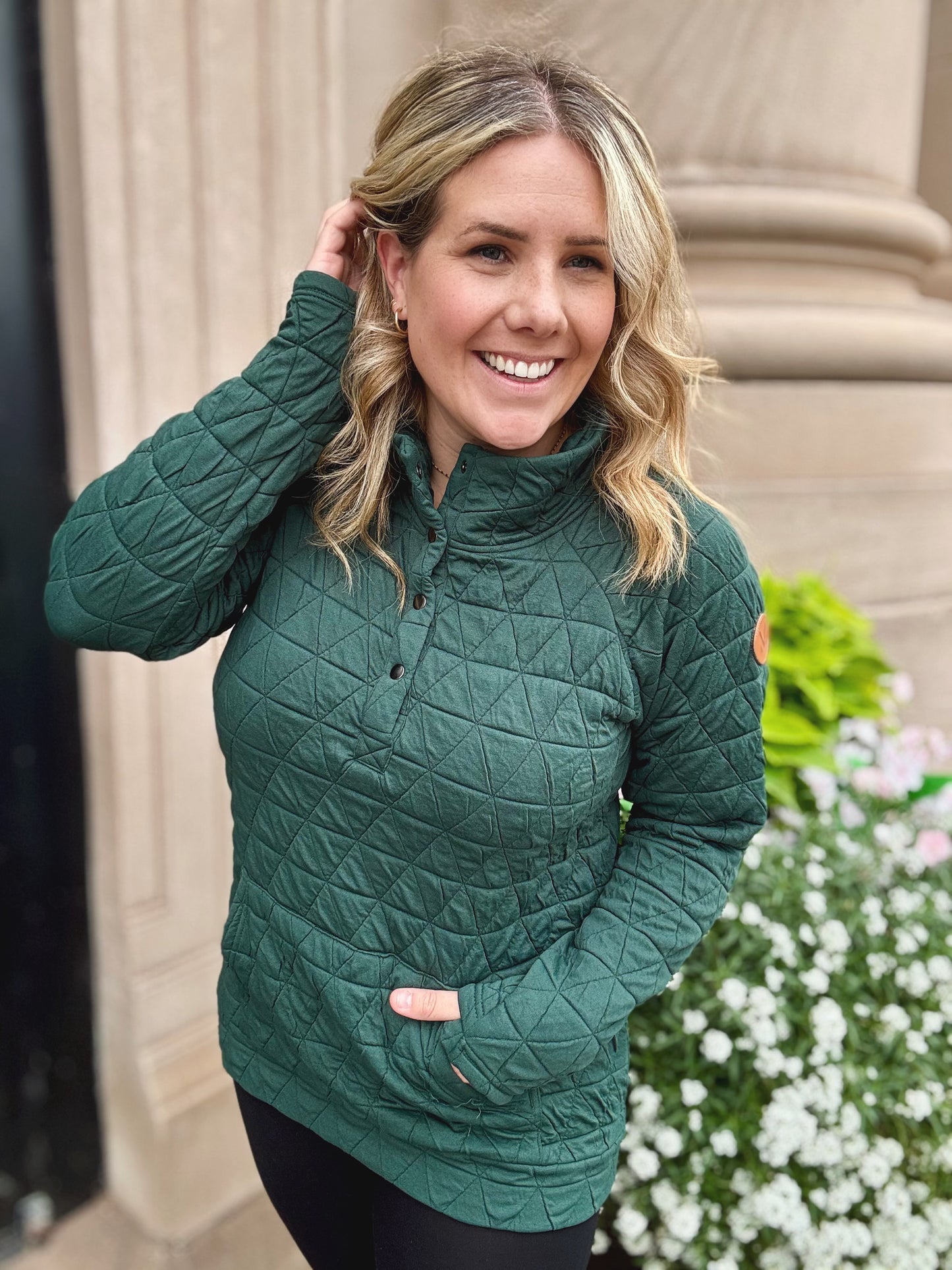 Geometric Button Snap Pullover