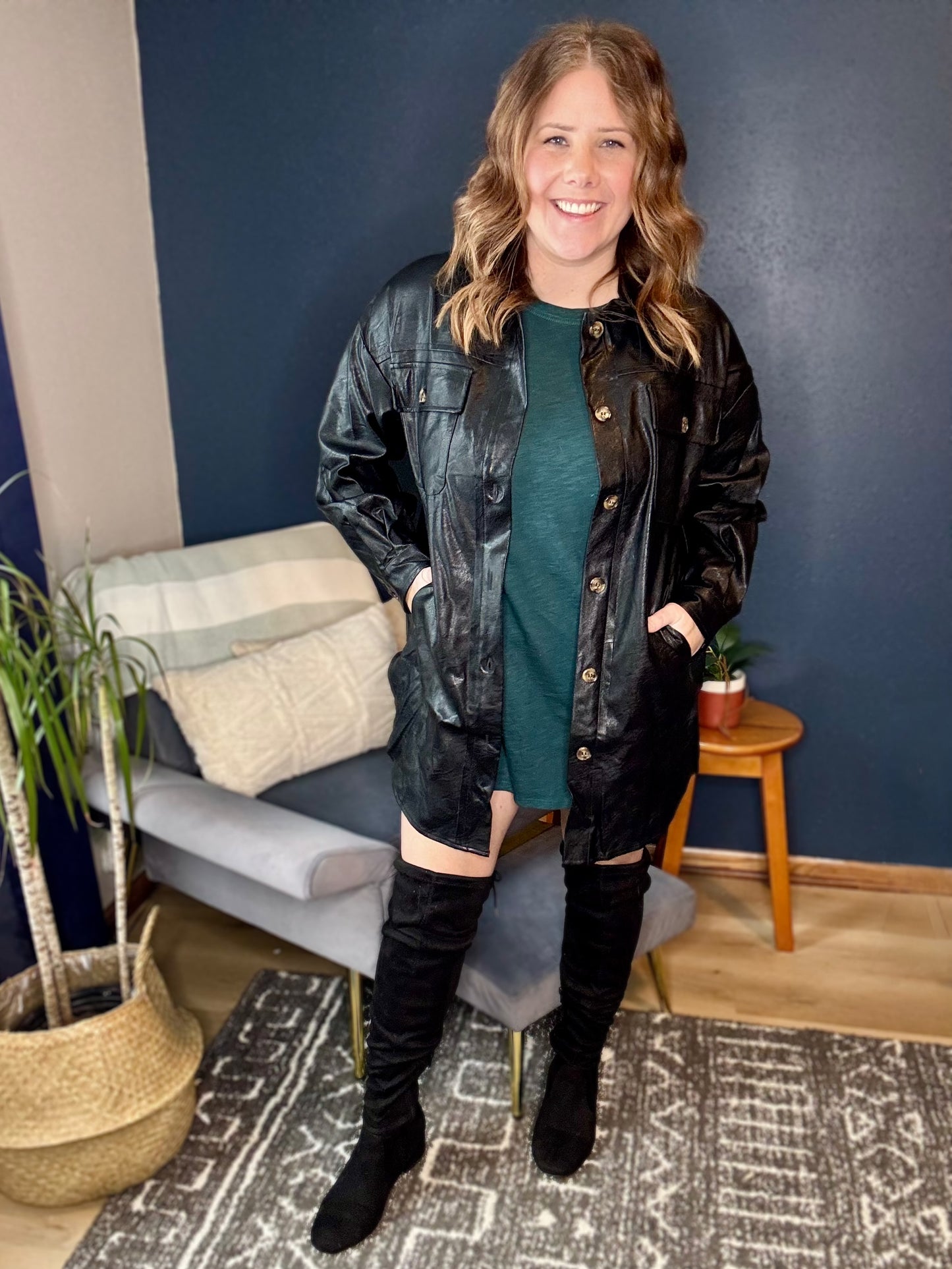 Felicia Faux Leather Shacket