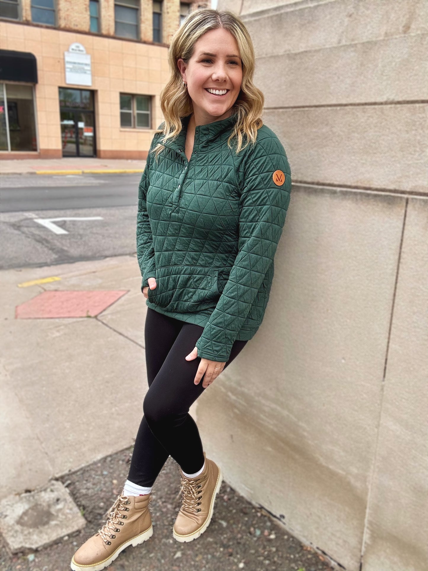 Geometric Button Snap Pullover