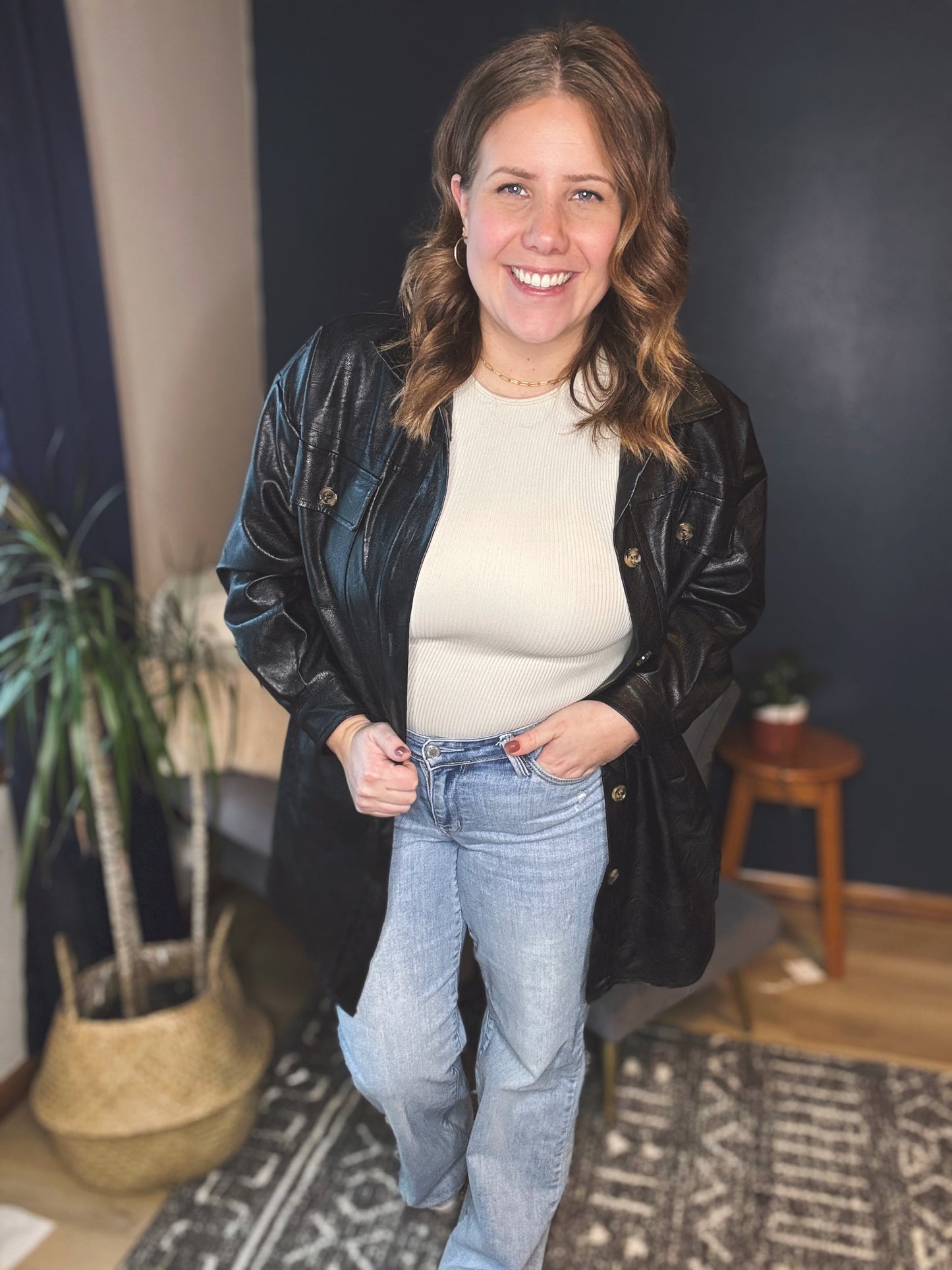 Felicia Faux Leather Shacket