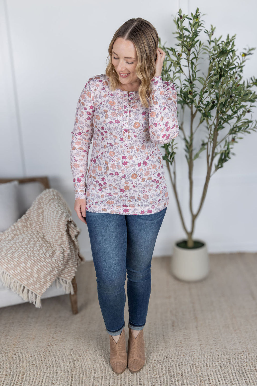 Button Snap Henley Top *Online Exclusive*