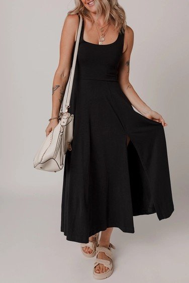 Jess Flared Split Midi Dress