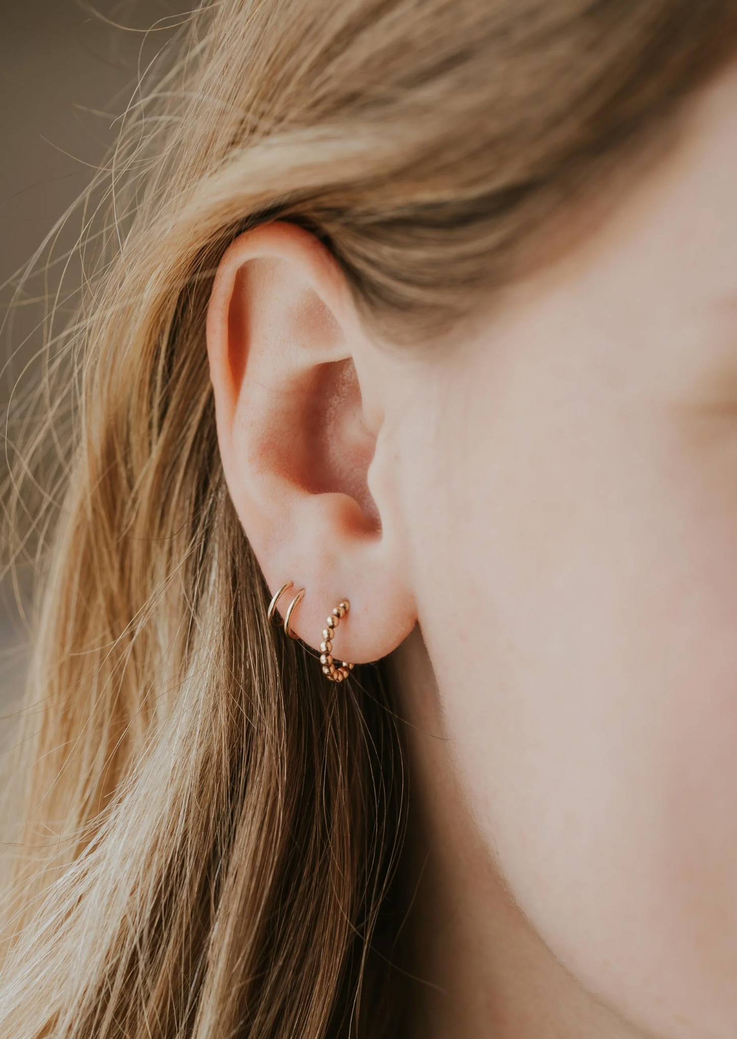 Beaded Huggie Hoops | 14kt Gold Fill + Sterling Silver