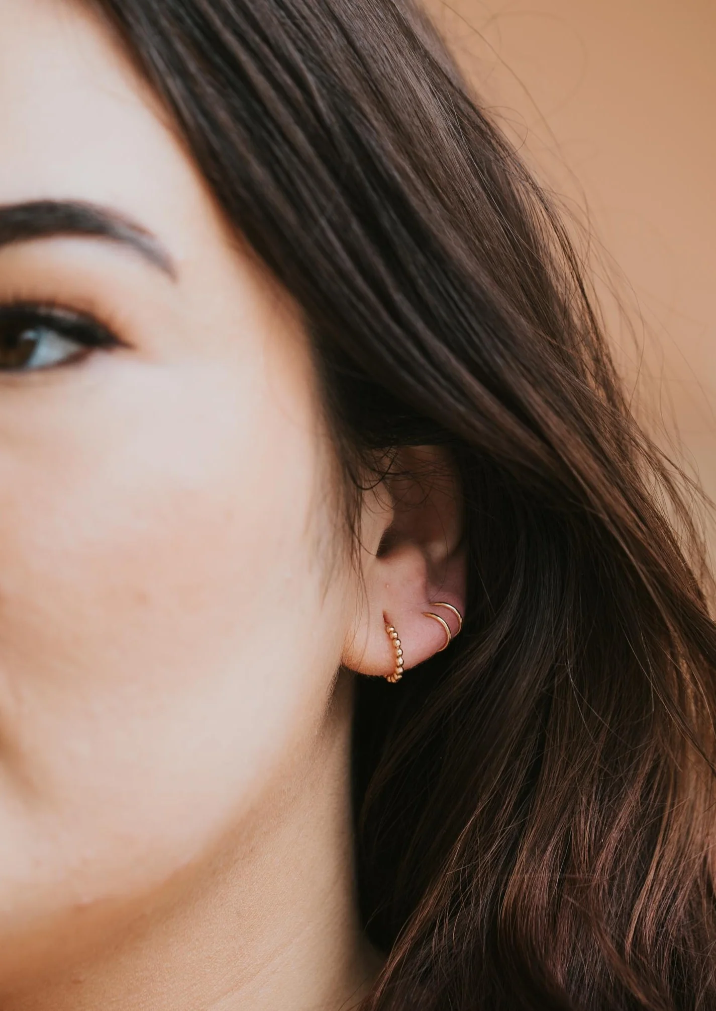 Beaded Huggie Hoops | 14kt Gold Fill + Sterling Silver