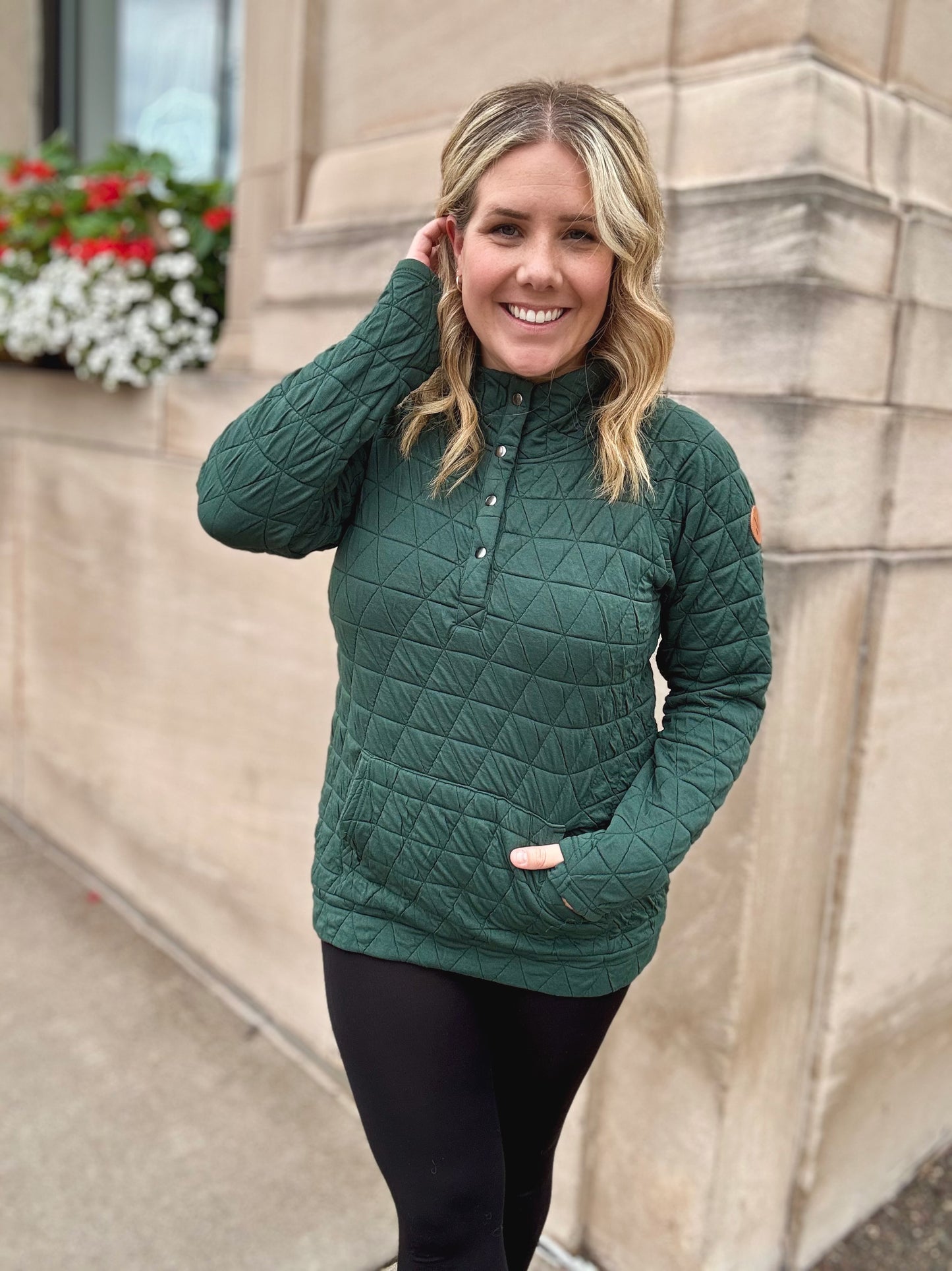 Geometric Button Snap Pullover