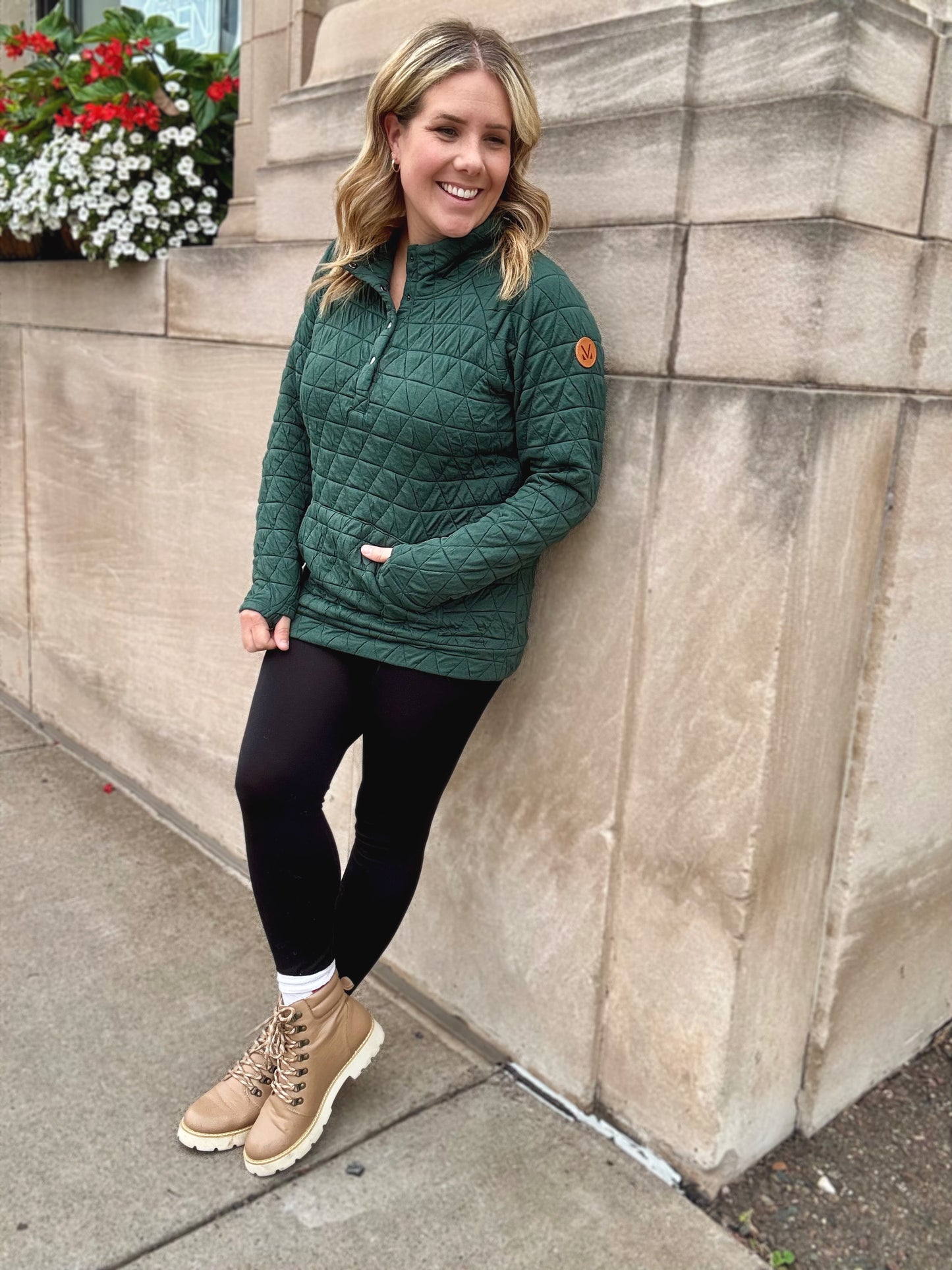 Geometric Button Snap Pullover