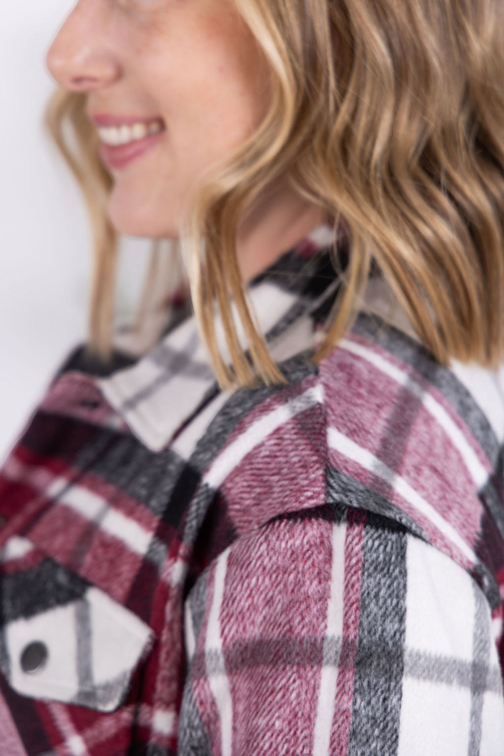 Norah Plaid Shacket - Merlot Mix *Online Exclusive*