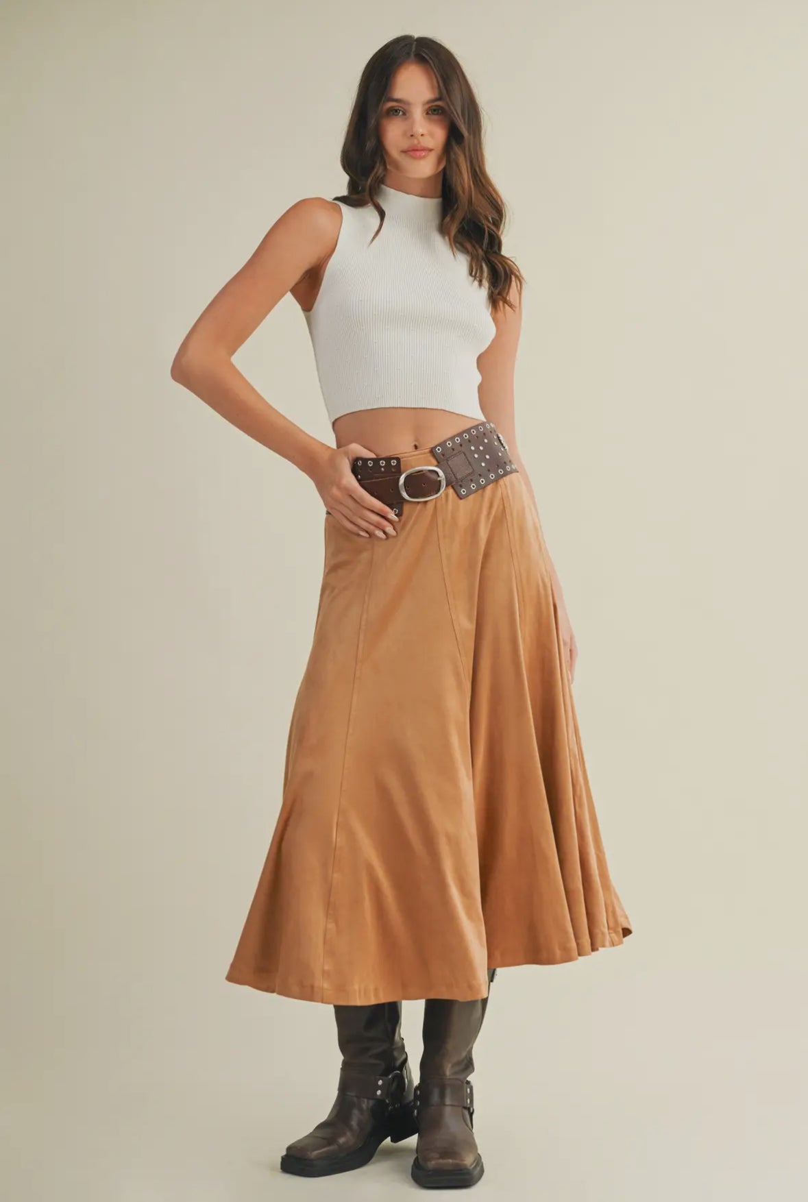 Stacia Suede Midi Skirt