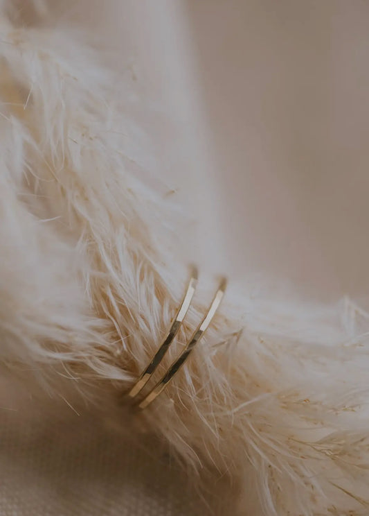 Tiny Hammered Band | 14kt Gold Fill + Sterling Silver