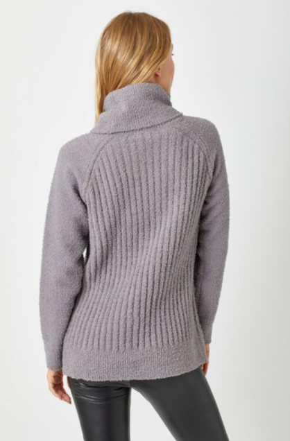 Turtleneck fuzzy sweater top