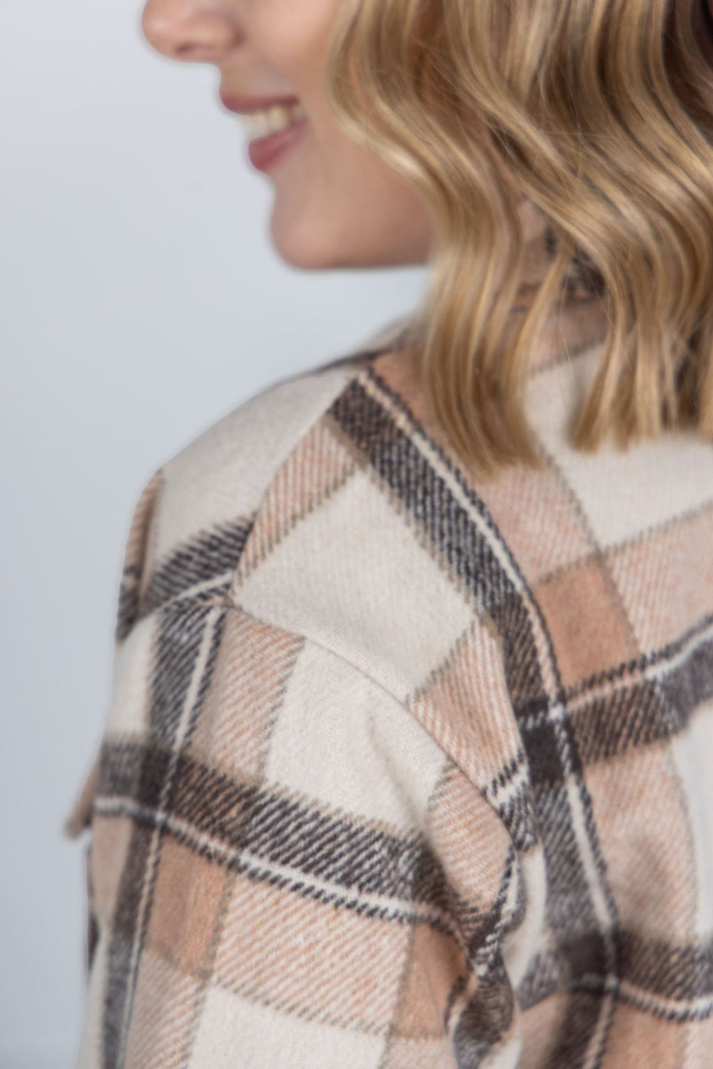 Norah Plaid Shacket - Beige Mix Plaid