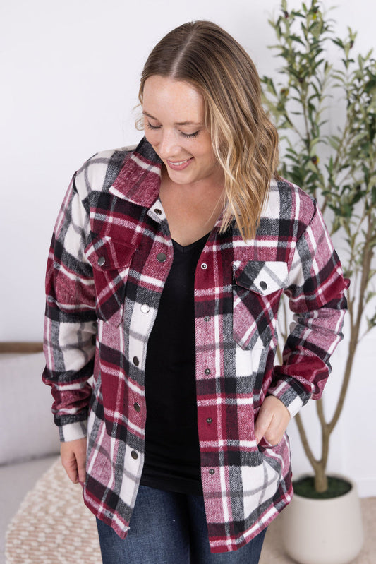 Norah Plaid Shacket - Merlot Mix *Online Exclusive*
