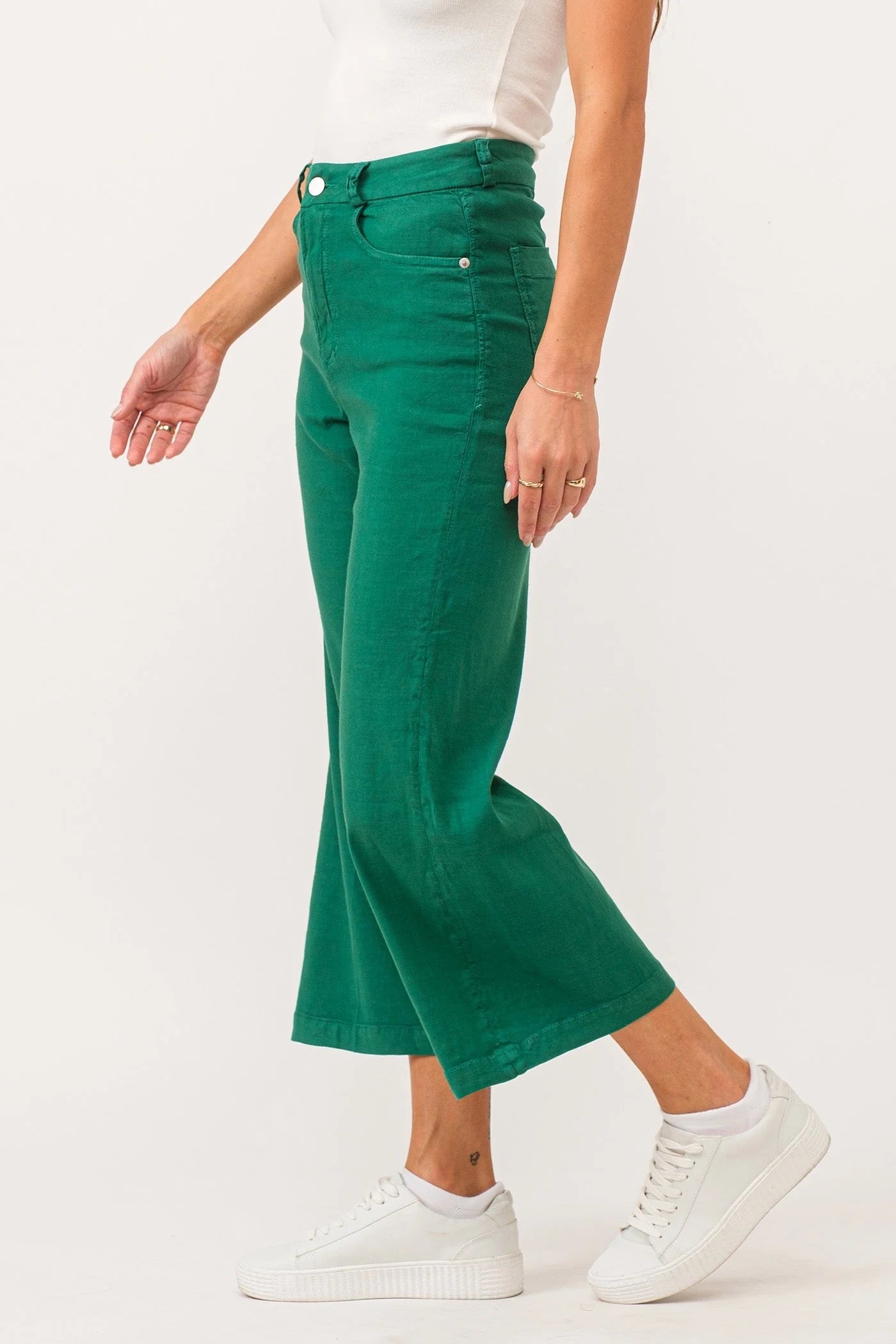 Audrey Super High Rise Cropped Wide Leg Color Pants Galapagos