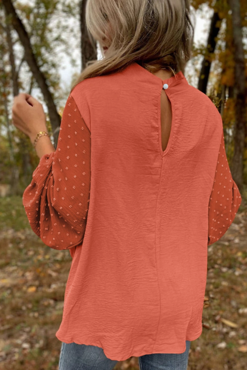 Swiss Dot Balloon Sleeve Blouse - 3