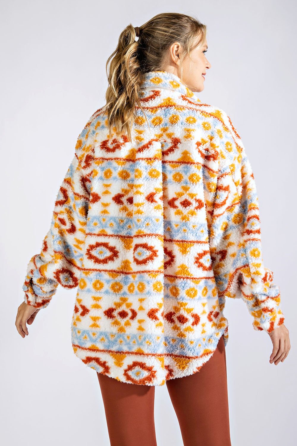 AZTEC SHERPA PRINT JACKET - 3