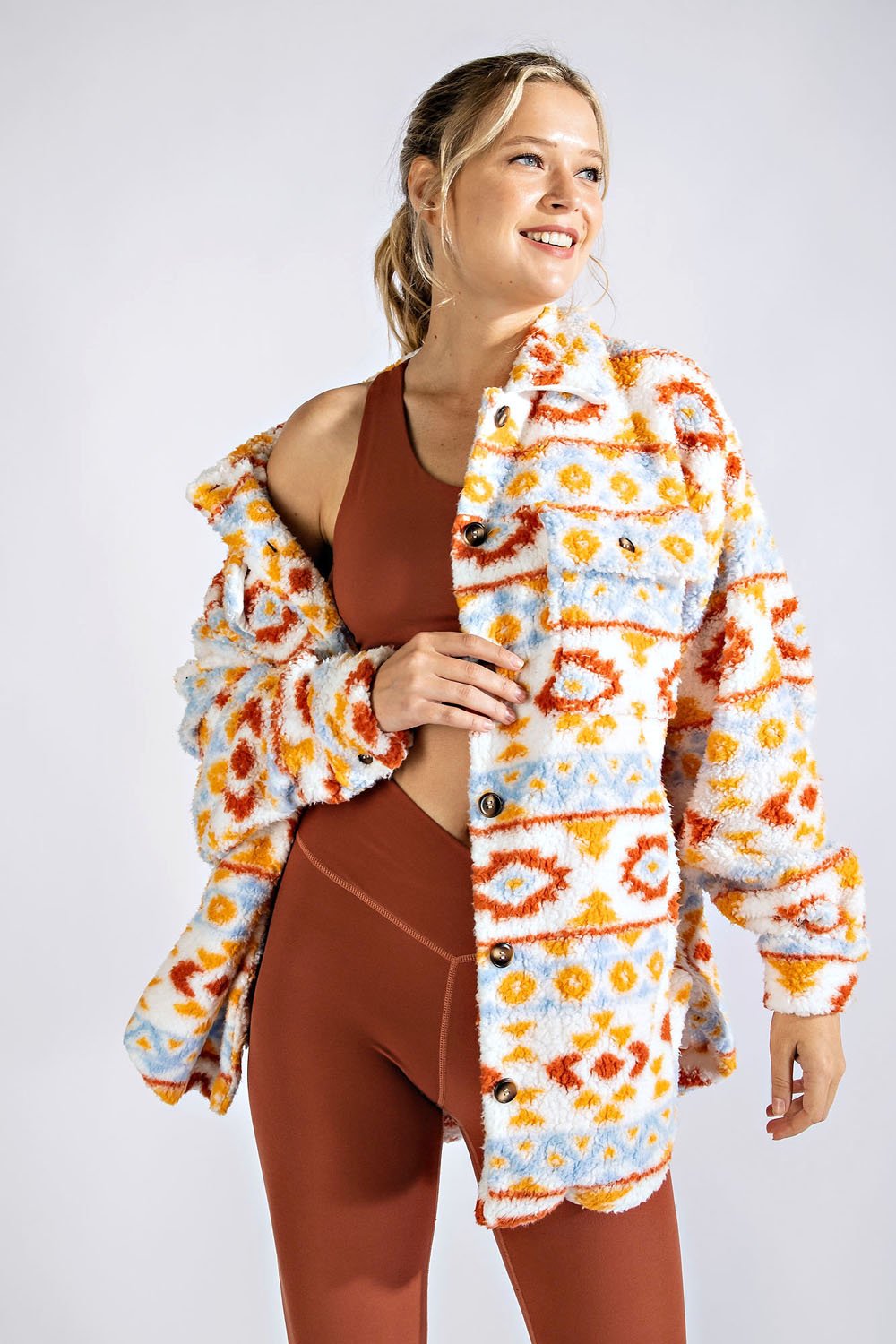 AZTEC SHERPA PRINT JACKET - 4