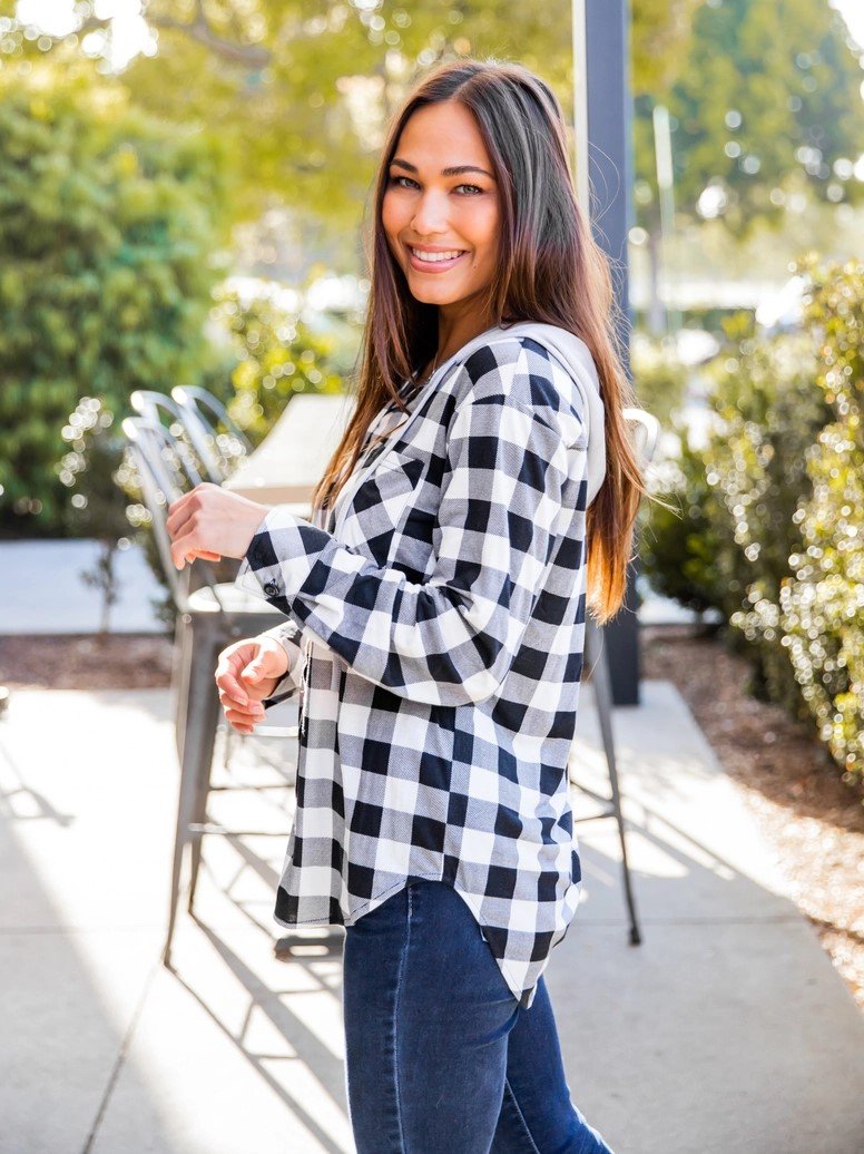 PLAID PARTY HOODED BUTTON UP - 4