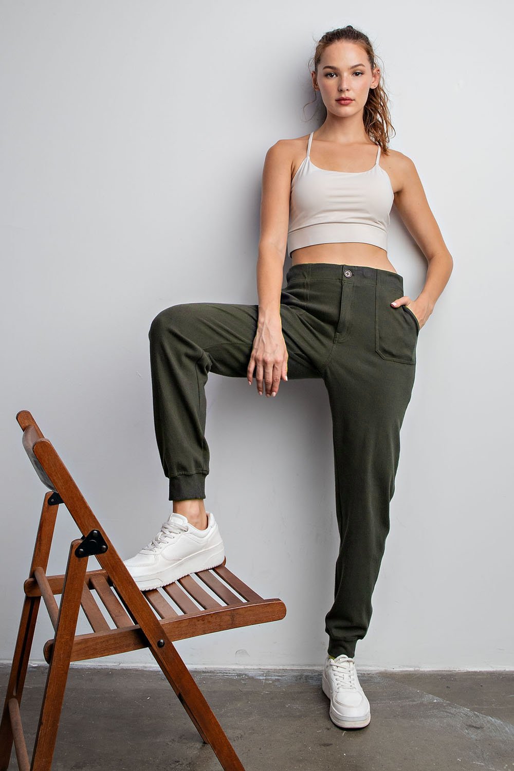 COTTON STRETCH TWILL JOGGER PANTS - 4