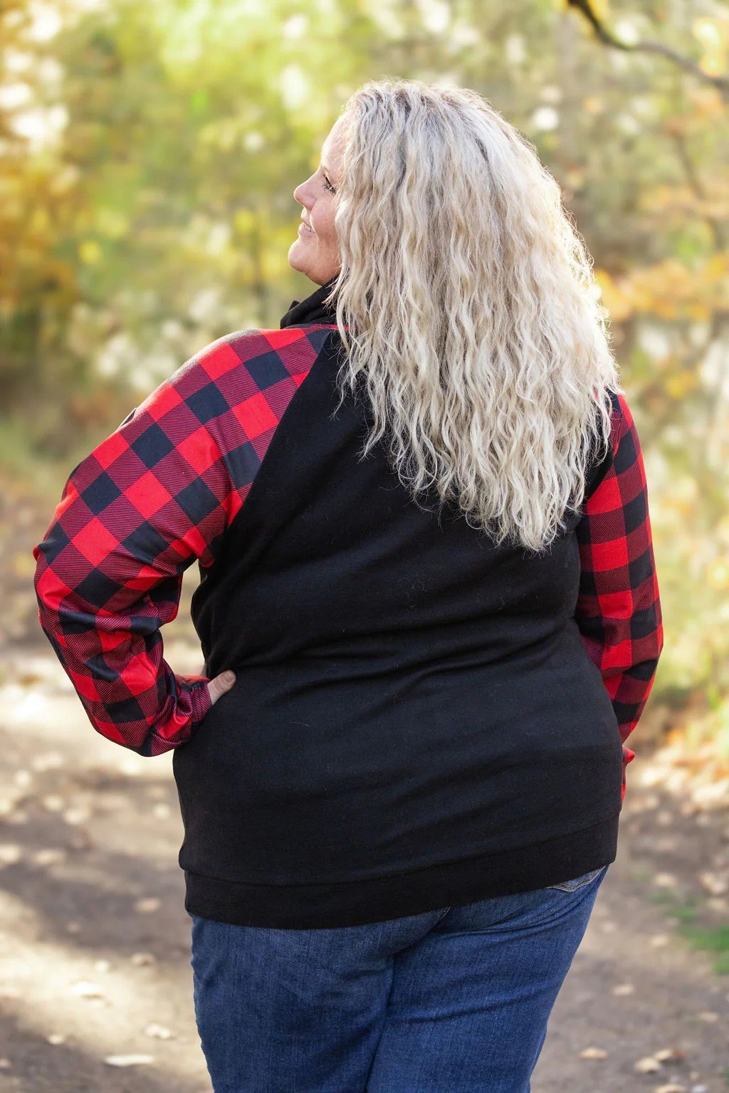 Zoey ZipCowl - Black and Buffalo Plaid - 4