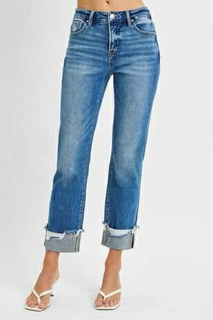 Risen Tummy Control High Rise Straight Leg Jeans - 4