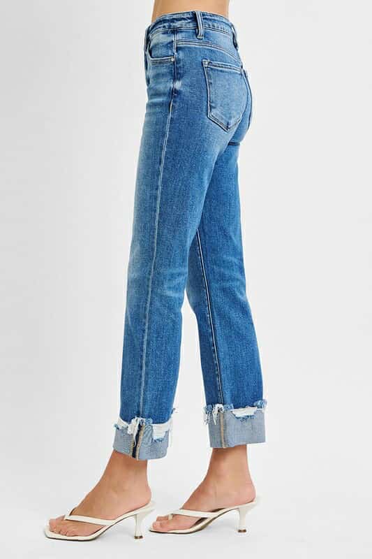 Risen Tummy Control High Rise Straight Leg Jeans - 5