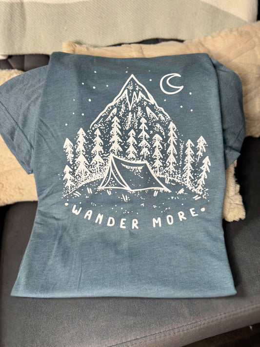 Wander More Tee - Slate Color