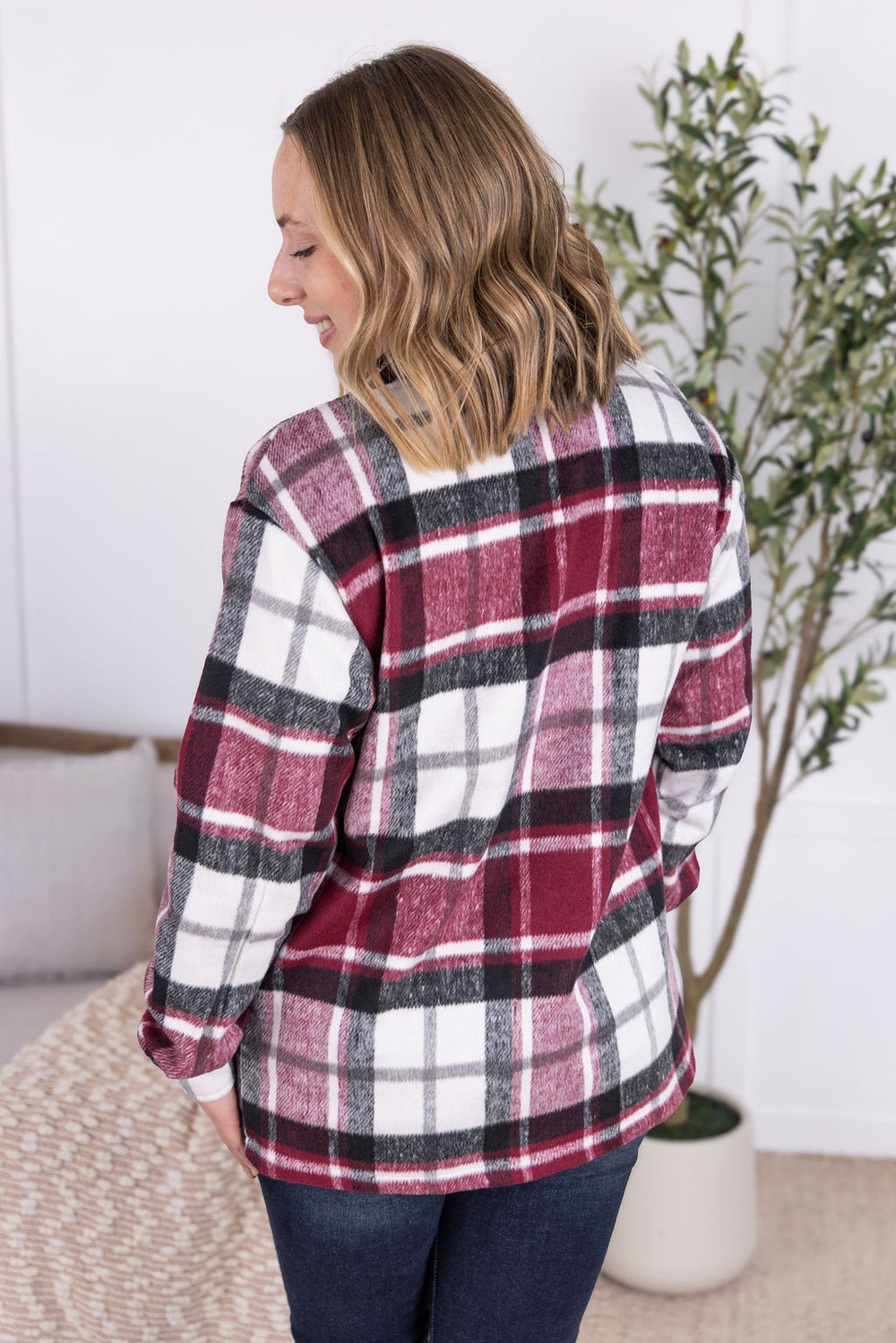 Norah Plaid Shacket - Merlot Mix *Online Exclusive*