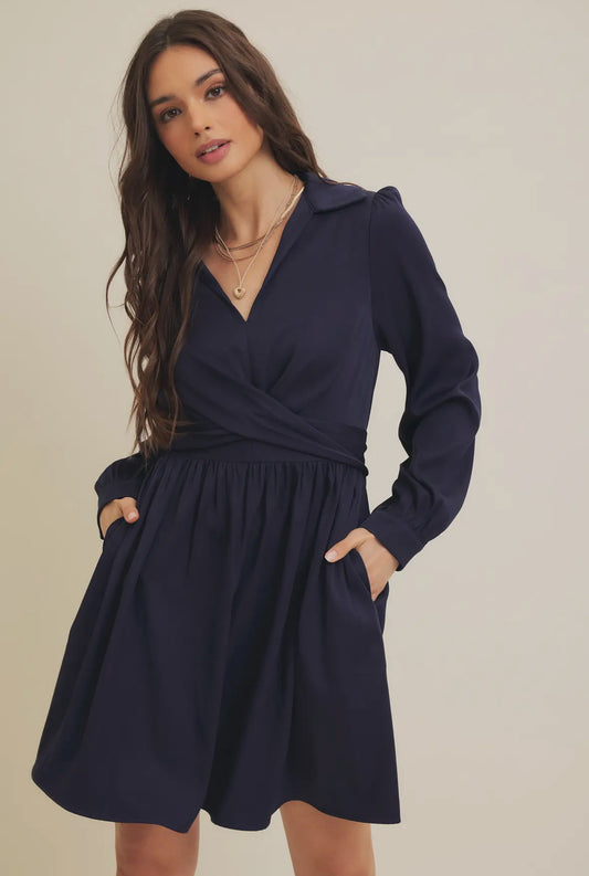 Waist Wrap Tie Dress with Pockets