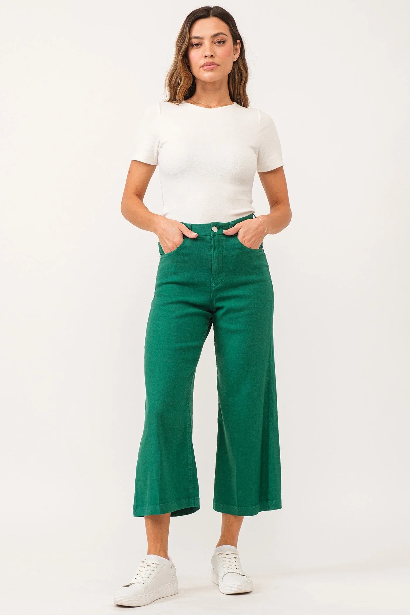 Audrey Super High Rise Cropped Wide Leg Color Pants Galapagos