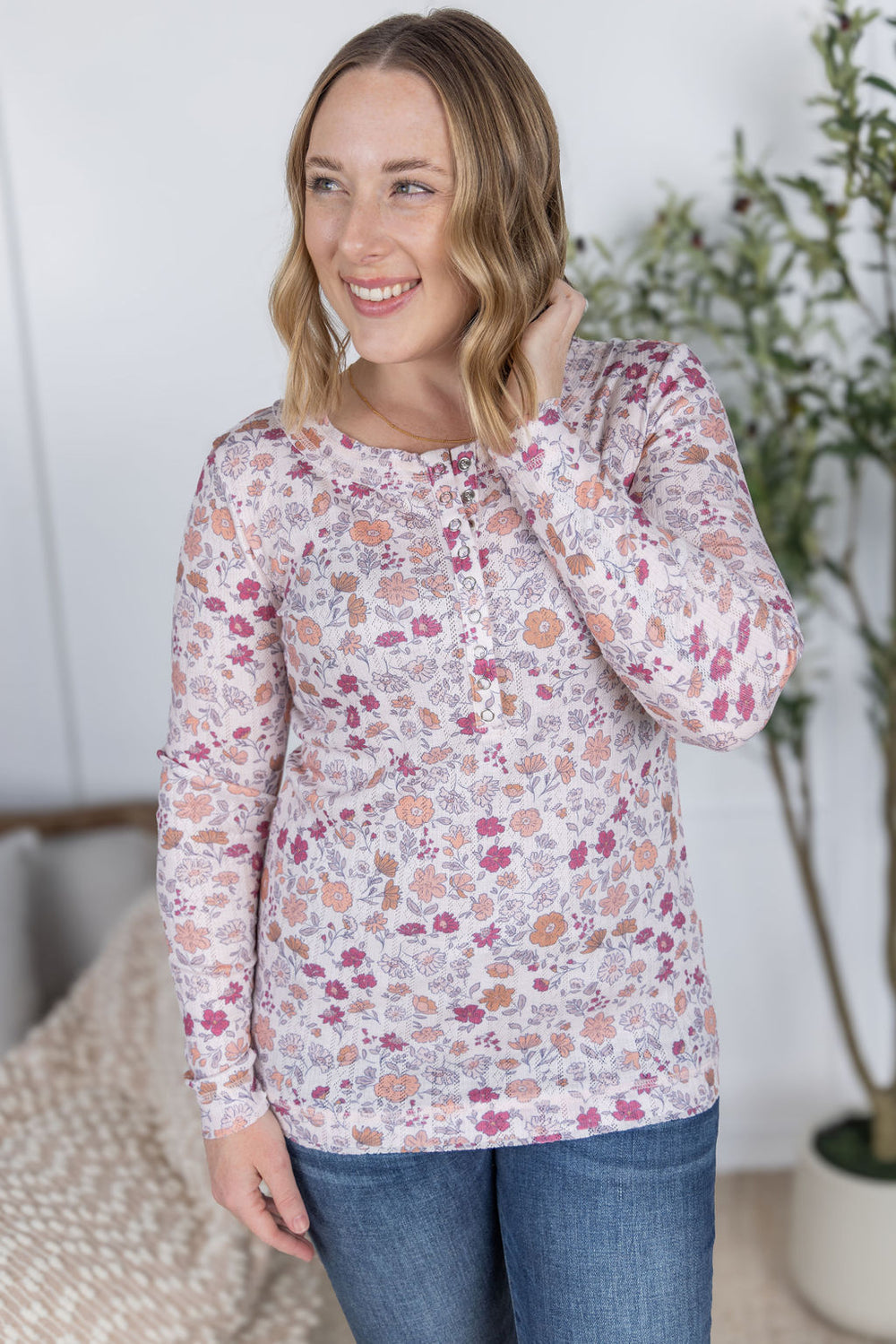 Button Snap Henley Top *Online Exclusive*