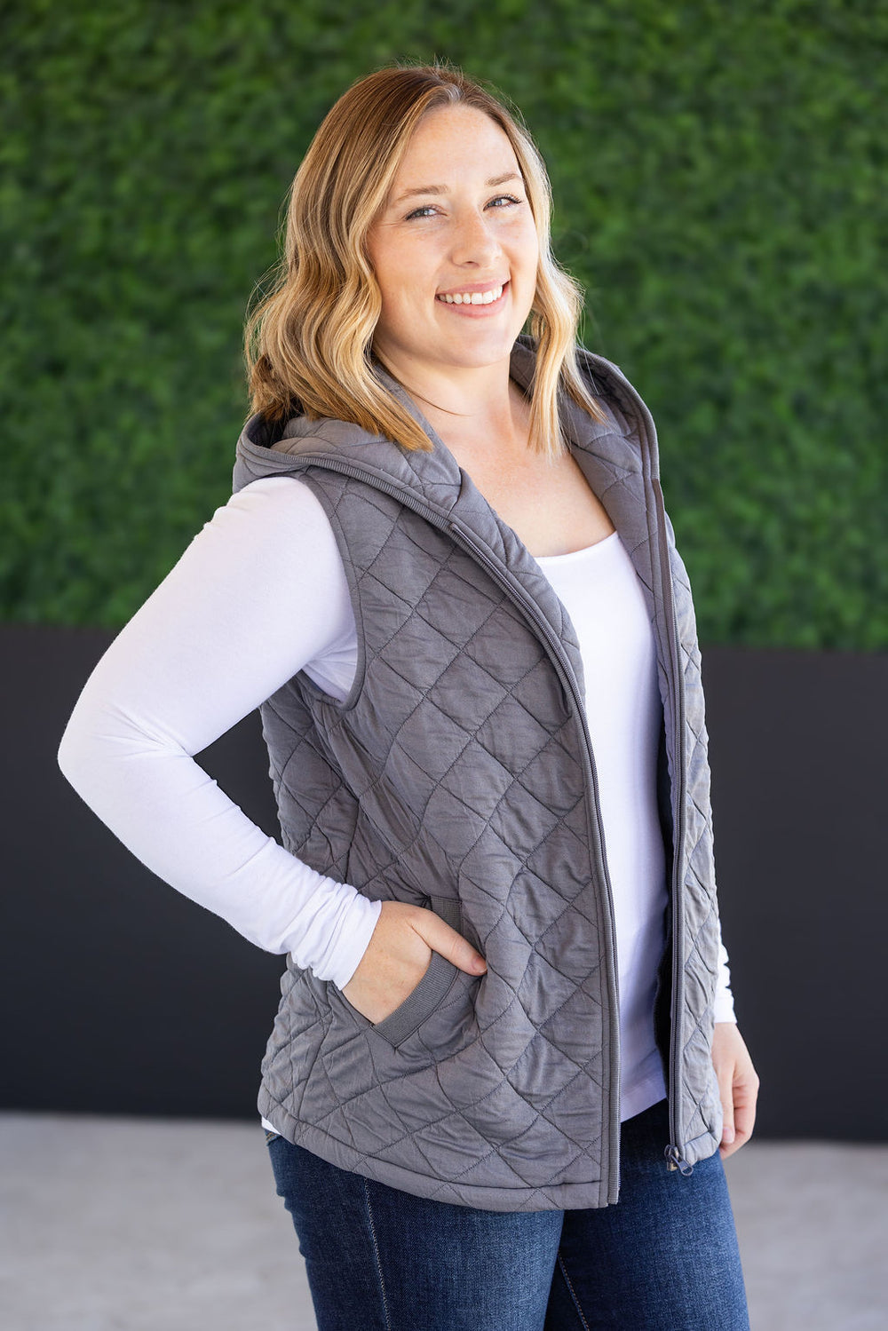 Heather Hooded Vest - Grey *Online Exclusive*