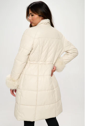 Quilted Leather Puffer Coat