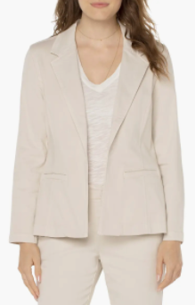Fitted open front twill blazer