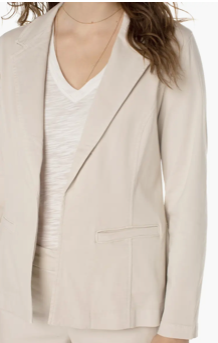 Fitted open front twill blazer